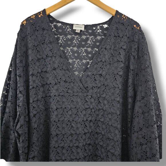 Avenue Black Lace Swim Cover Up 3/4 Sleeve 26/28 Beach Pool Cruise Resort Vacay - Picture 11 of 11